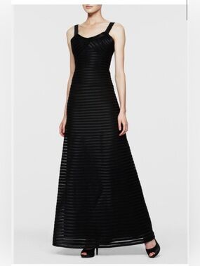 BCBG Elegant Black Striped Evening Dress